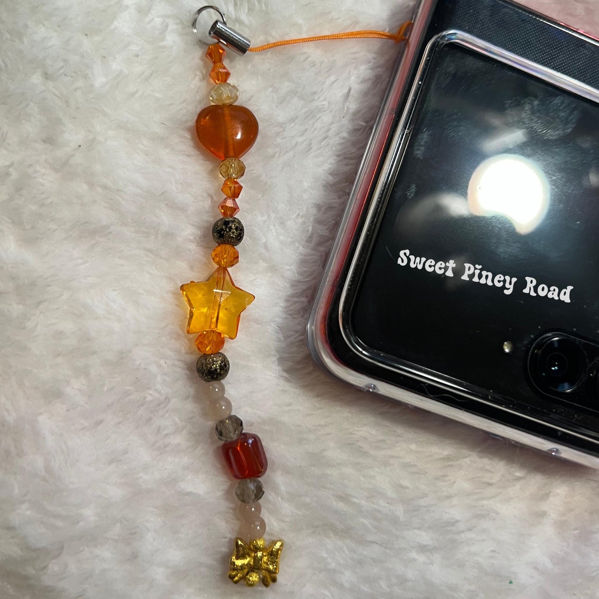 Orange Crystal Star Coquette Bow Phone Charm, Cellphone Accessory, Cute Girly Aesthetic, Accessories, Gift For Her Mom Friend, Personalized