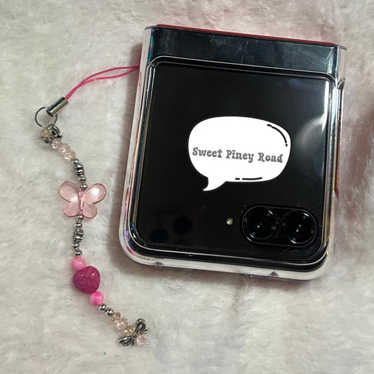 Pink Butterfly Coquette Bow Beaded Phone Charm, Cellphone Accessory, Cute Girly Aesthetic, Accessories, Gift For Her Mom Friend, Heart 2000s