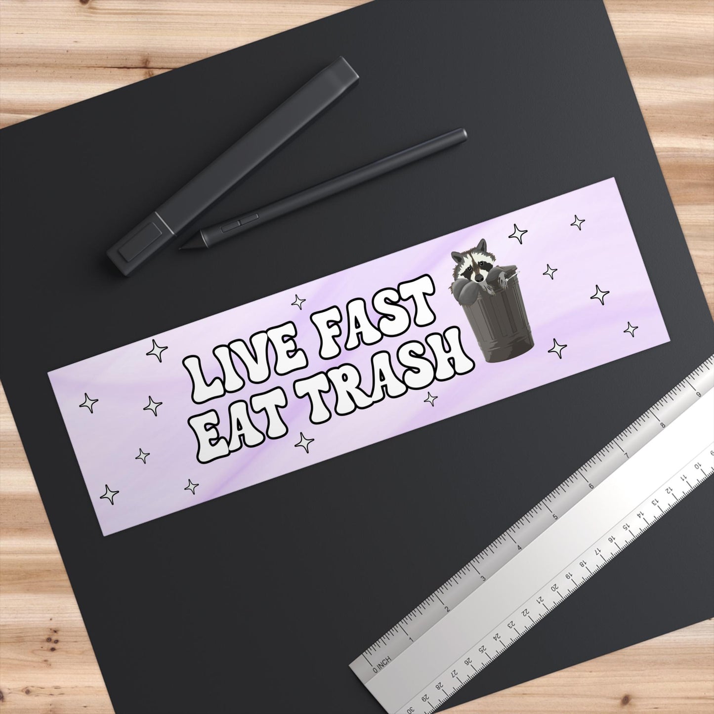 Live Fast Eat Trash Funny Raccoon Car Magnet or Bumper Sticker, Sarcastic Meme Decal for Hydroflask Water Bottle, Cute Feral Animal