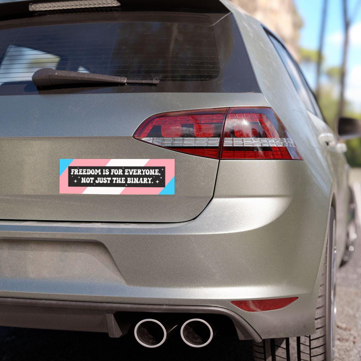 Freedom For Everyone, Not Just Binary Car Magnet or Bumper Sticker | Anti-Trump, LGBTQ+, Queer, Transgender, Love is Love, You Are Safe Here