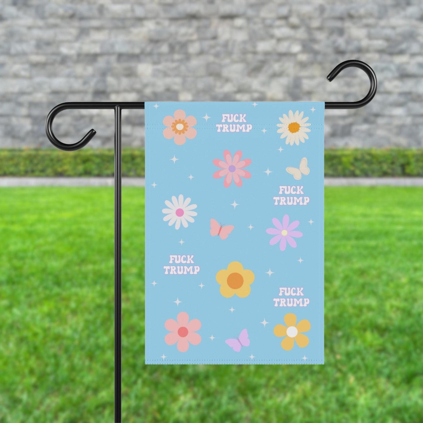 FDT Garden Flag, Colorful Floral Leftist Anti Trump Banner Garden Decor, Chinga La Migra Outdoor Yard Sign, Cute Spring Flowers, Anti Maga