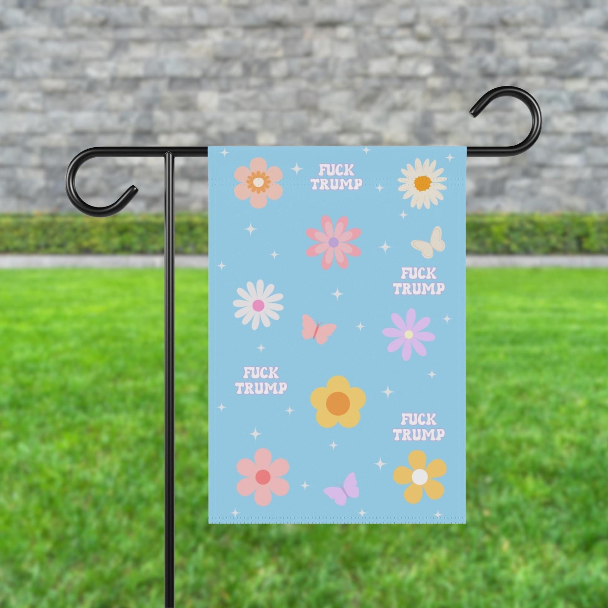 FDT Garden Flag, Colorful Floral Leftist Anti Trump Banner Garden Decor, Chinga La Migra Outdoor Yard Sign, Cute Spring Flowers, Anti Maga