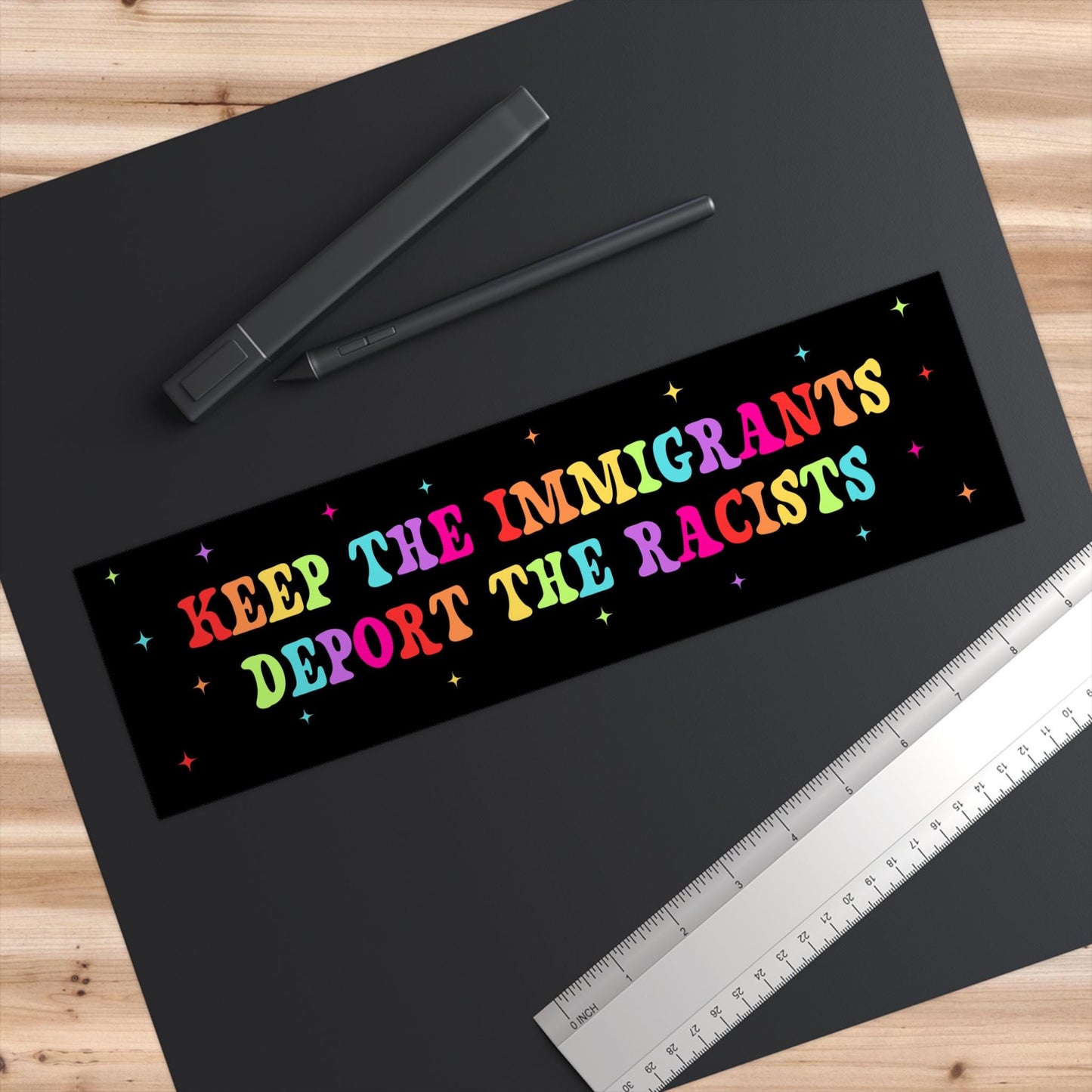 Keep The Immigrants Deport The Racists Car Magnet or Bumper Sticker, Anti Trump MAGA Antiracist Liberal Leftist Pro Immigration Human Rights