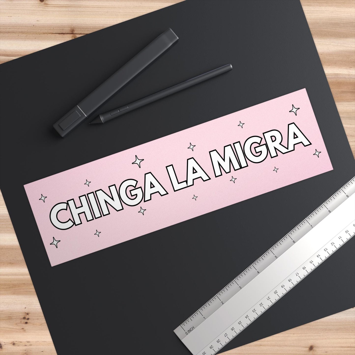 Chinga La Migra Car Magnet Or Bumper Sticker, Anti Trump Immigration Decal, Fuck Border Patrol Accessory, Deportation Pink Girly Y2K Sparkle