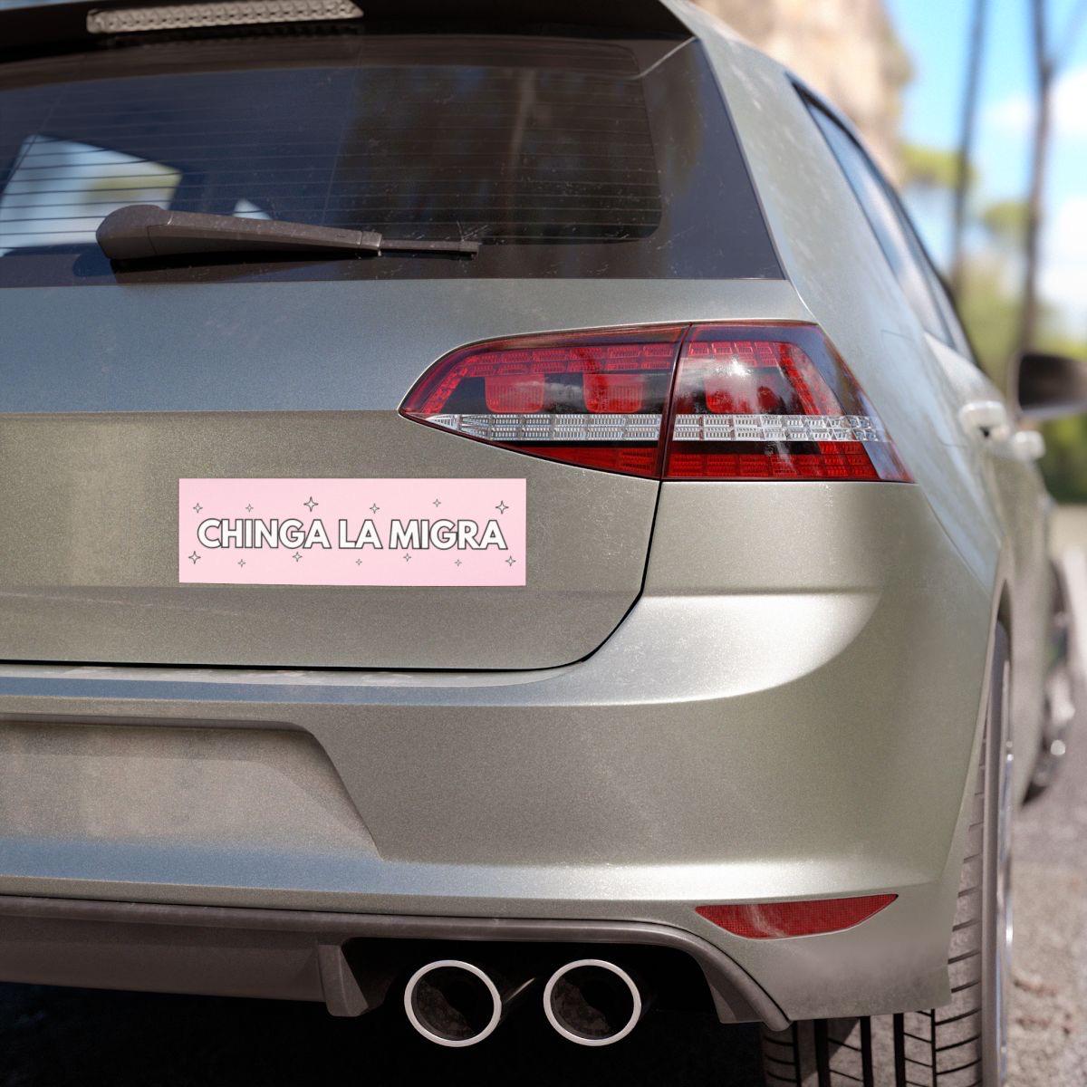 Chinga La Migra Car Magnet Or Bumper Sticker, Anti Trump Immigration Decal, Fuck Border Patrol Accessory, Deportation Pink Girly Y2K Sparkle
