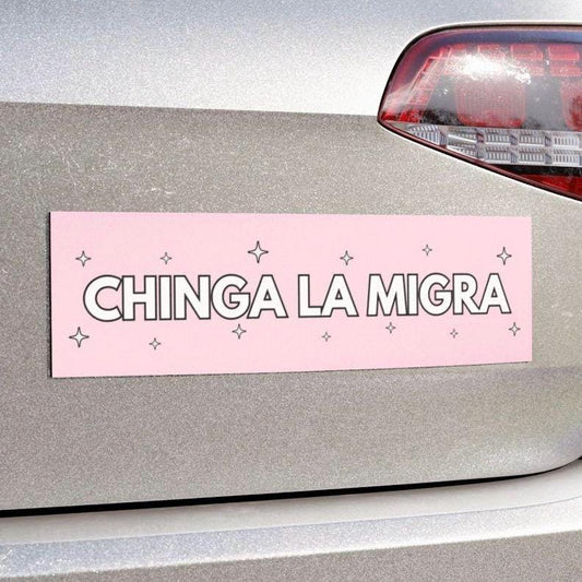 Chinga La Migra Car Magnet Or Bumper Sticker, Anti Trump Immigration Decal, Fuck Border Patrol Accessory, Deportation Pink Girly Y2K Sparkle