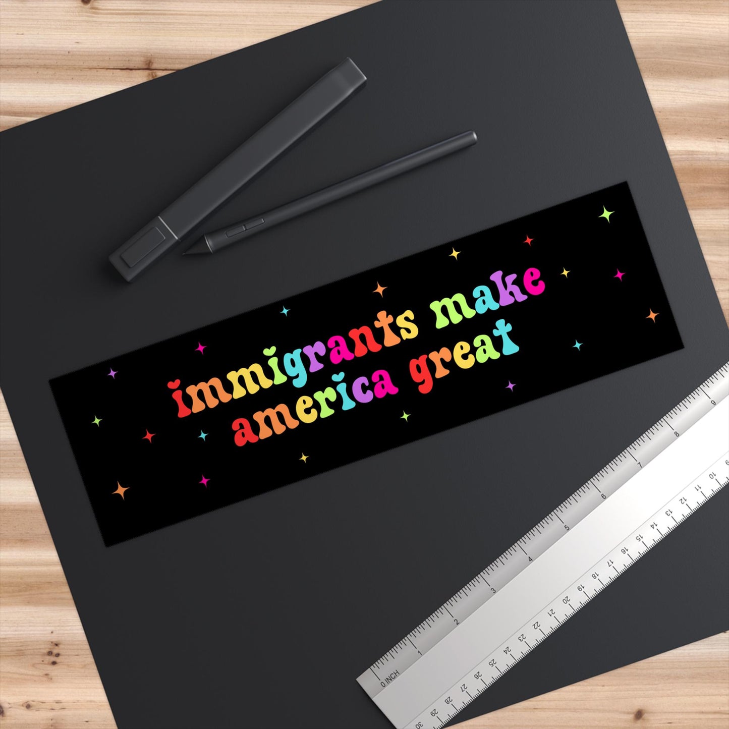 Immigrants Make America Great Car Magnet Or Bumper Sticker, Minority Deport, Fuck Ice, Eat The Rich, Leftist Progressive Social Justice
