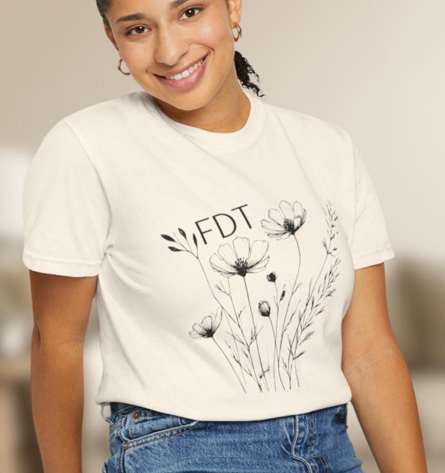 Subtle FDT Shirt, Floral Fuck Donald Trump Tshirt, Subtle Anti Trump Shirt, Anti MAGA Shirt Universal Fit, Feminine Political Resistance Tee