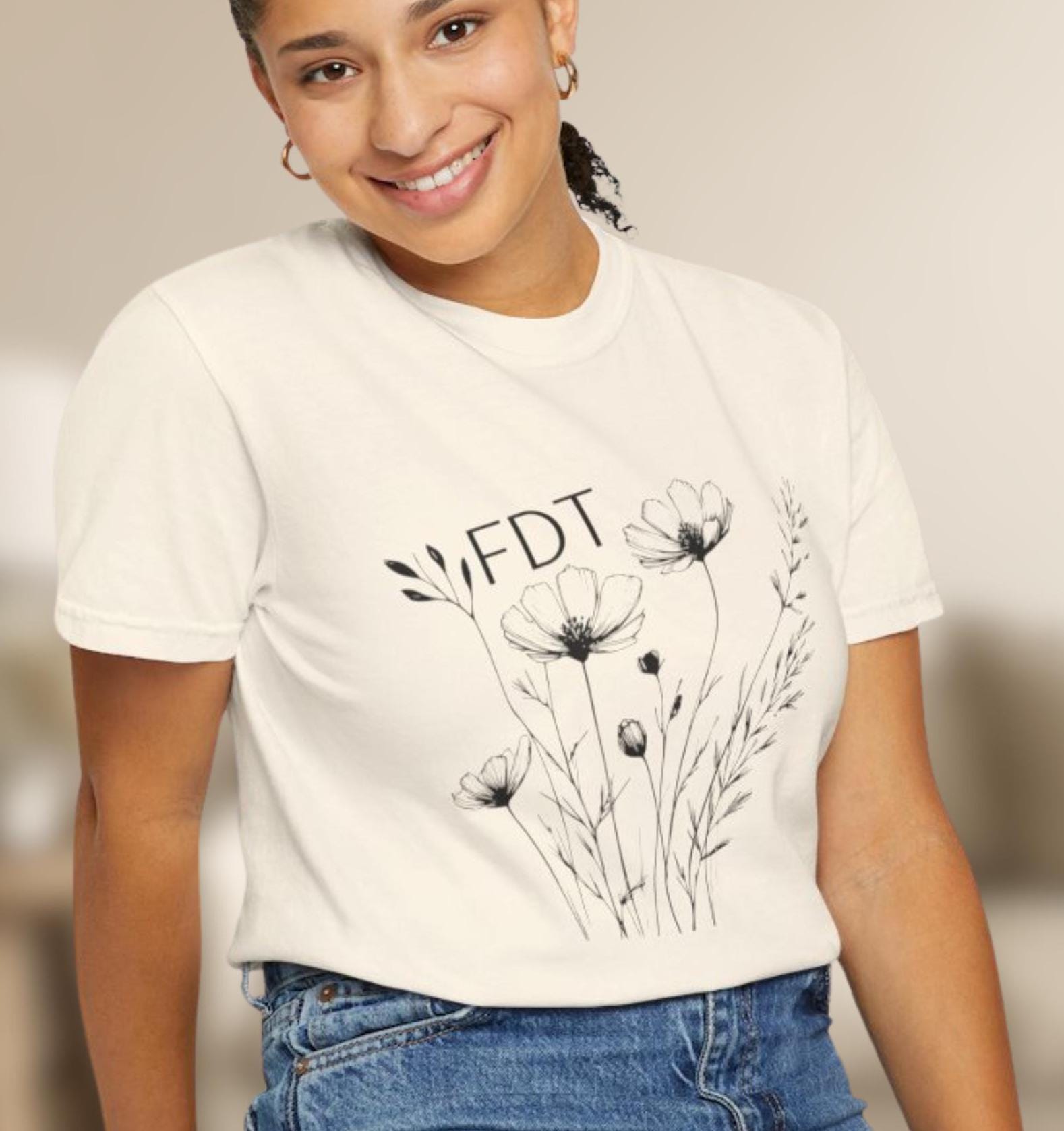 Subtle FDT Shirt, Floral Fuck Donald Trump Tshirt, Subtle Anti Trump Shirt, Anti MAGA Shirt Universal Fit, Feminine Political Resistance Tee