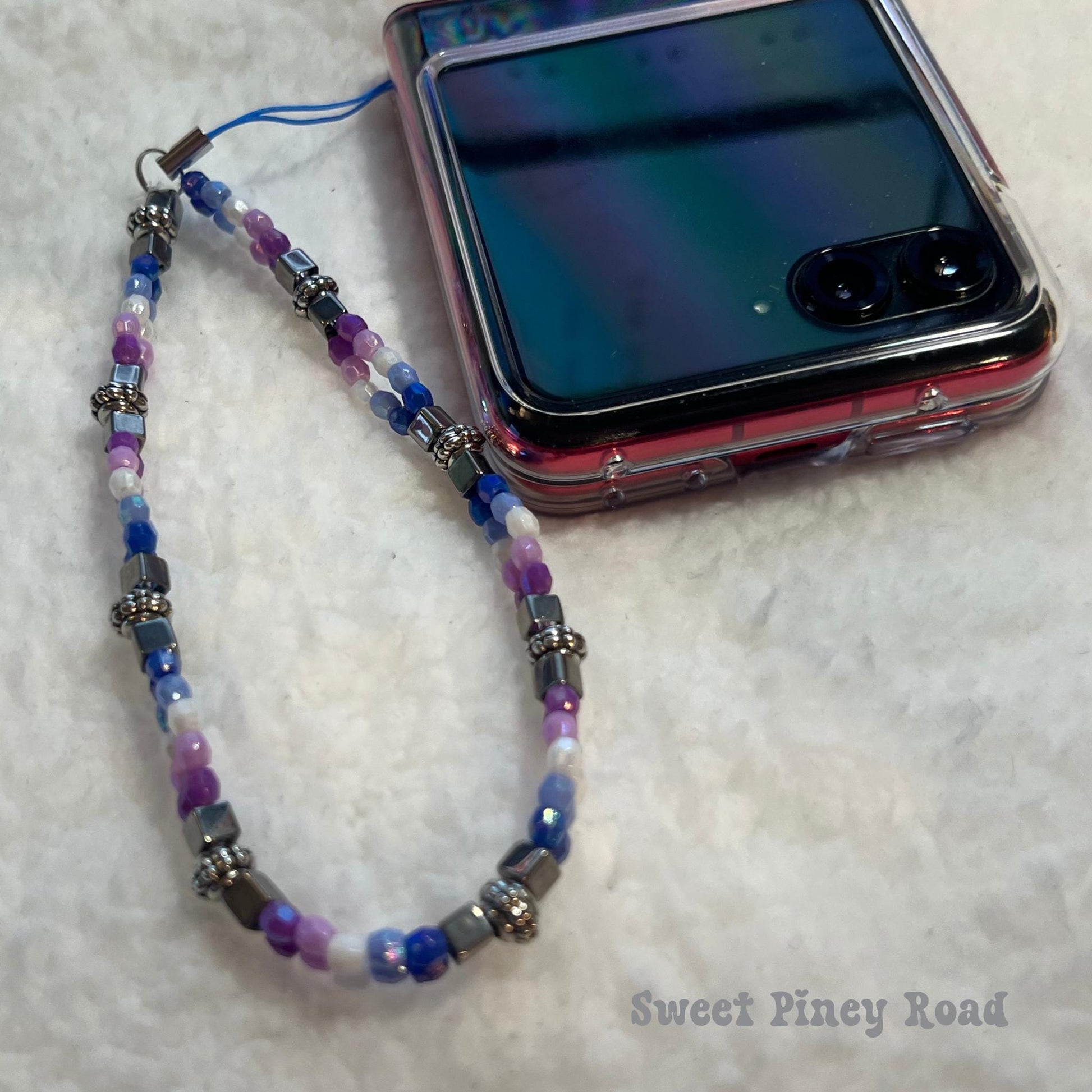 Colorful Double Stranded Bead Phone Charm Strap, Chain Cellphone Strap Lanyard, Cute Kawaii Wristlet Accessory, Girly Gift For Her Y2k 2000s