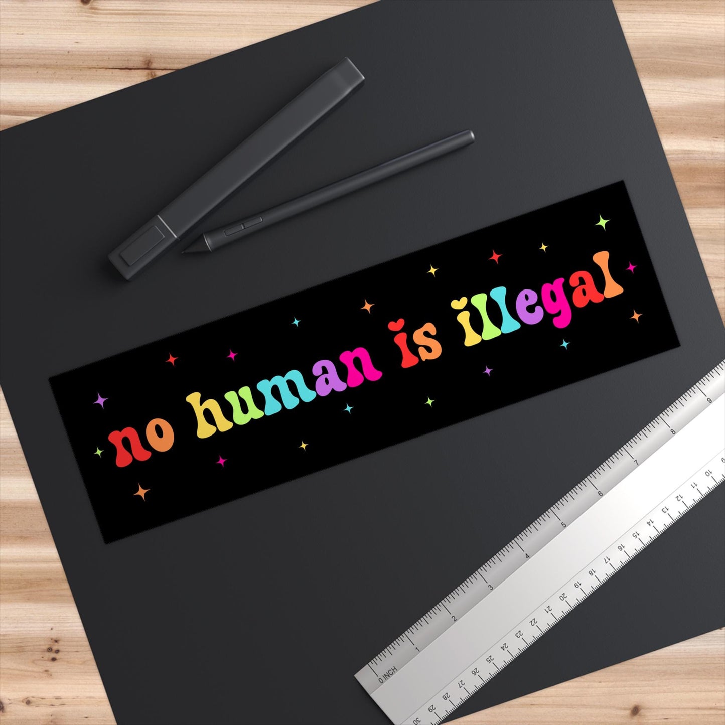 No Human Is Illegal Car Magnet or Bumper Sticker, Pro Immigrant Sticker, Refugee Rights Decal, Social Justice Sticker, Abolish ICE Vinyl