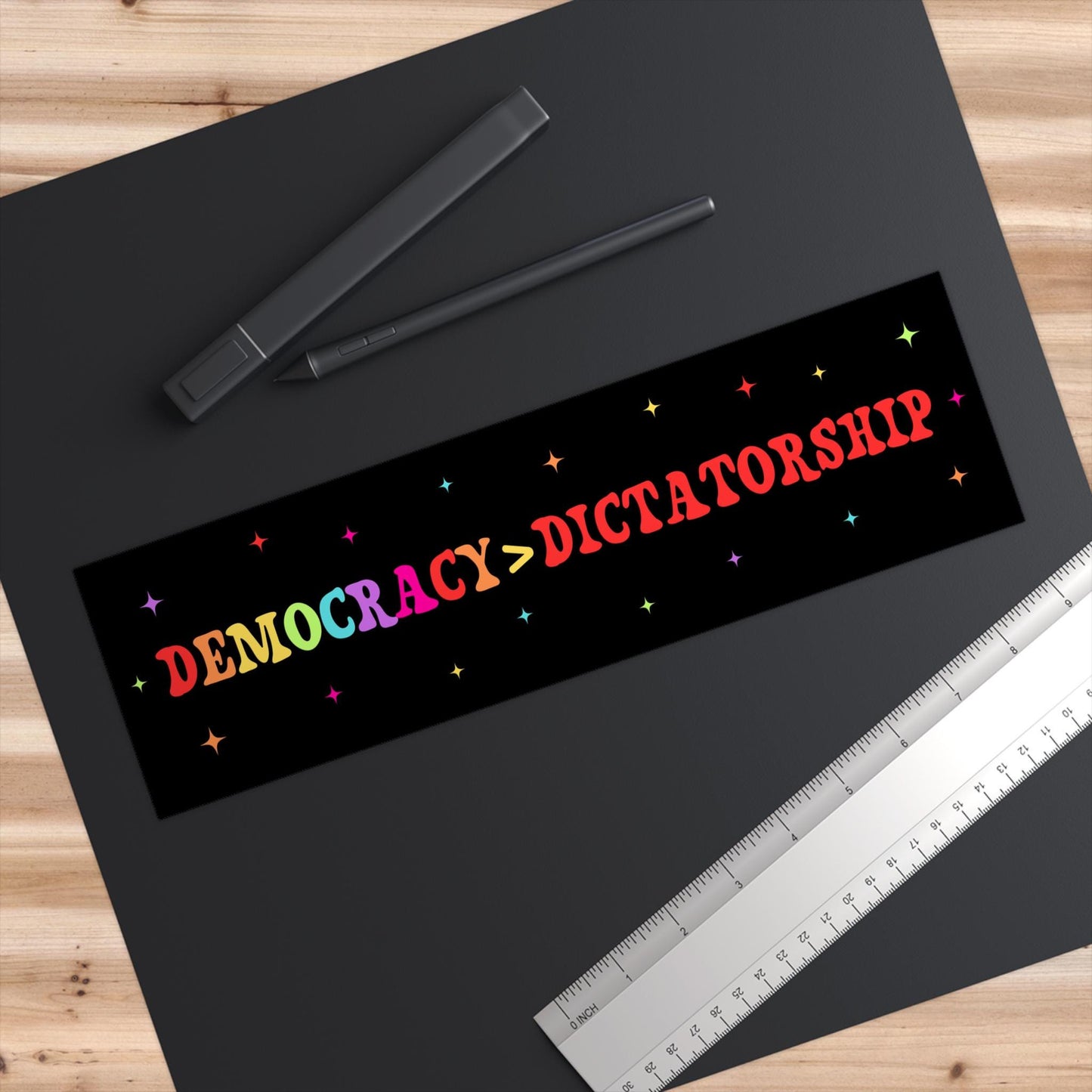 Democracy Over Dictatorship Car Magnet, Pro-Democracy Sticker, Anti-Fascist Vinyl Decal, Political Resistance Sticker, Vote Blue Protest