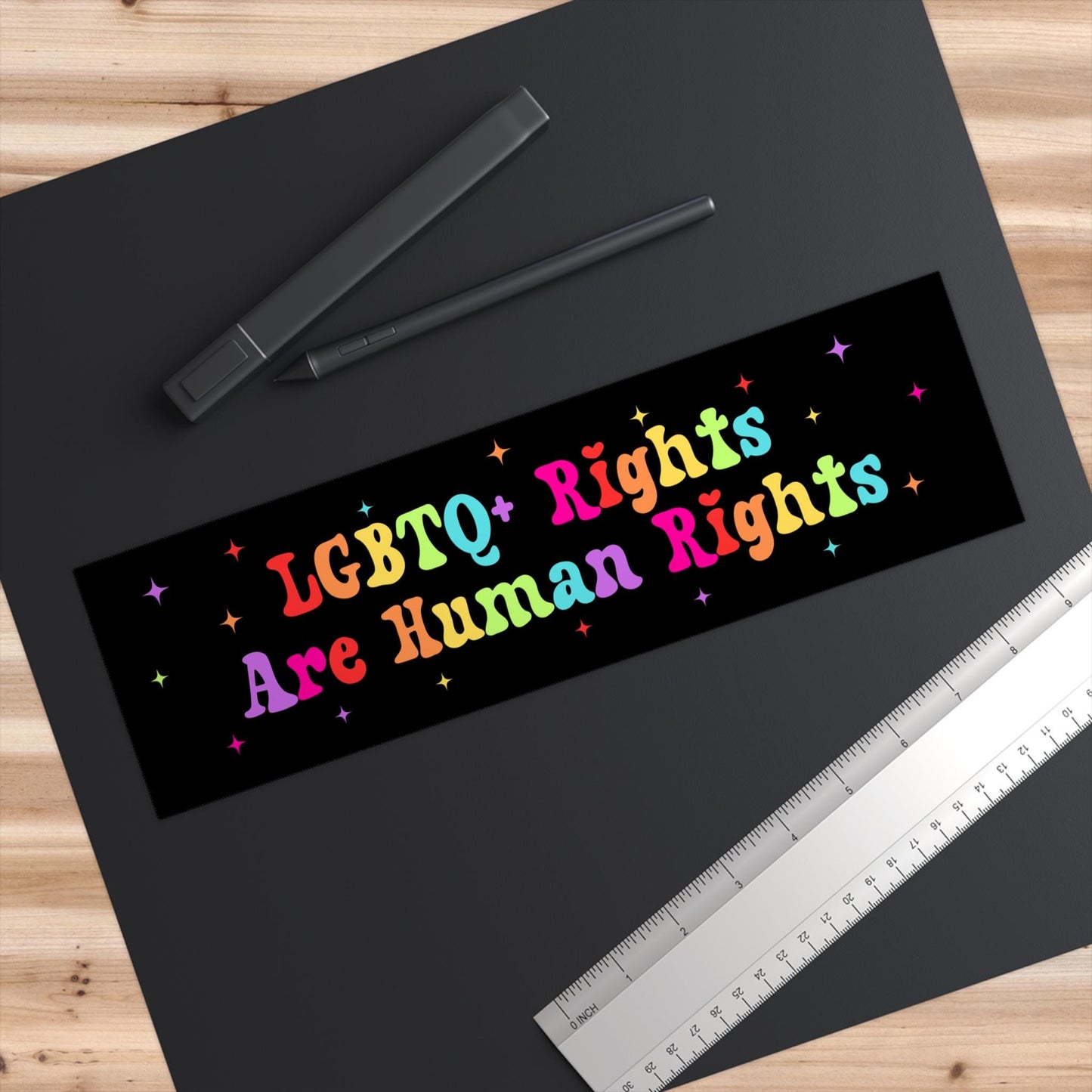 LGBTQ+ Rights Are Human Rights Car Magnet or Bumper Sticker, Pride Pro-Equality Decal, Political Resistance Sticker, Social Justice Protest