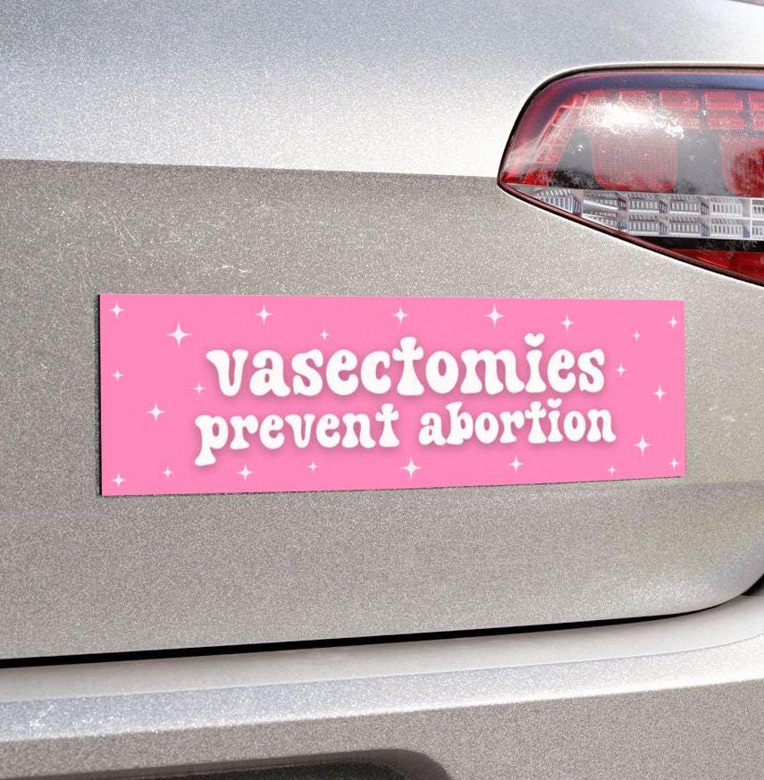 Vasectomies Prevent Abortion Car Magnet or Bumper Sticker, My Body My Choice Decal, Feminist Protest Womens Reproductive Rights, Roe vs Wade