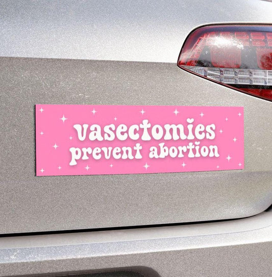 Vasectomies Prevent Abortion Car Magnet or Bumper Sticker, My Body My Choice Decal, Feminist Protest Womens Reproductive Rights, Roe vs Wade