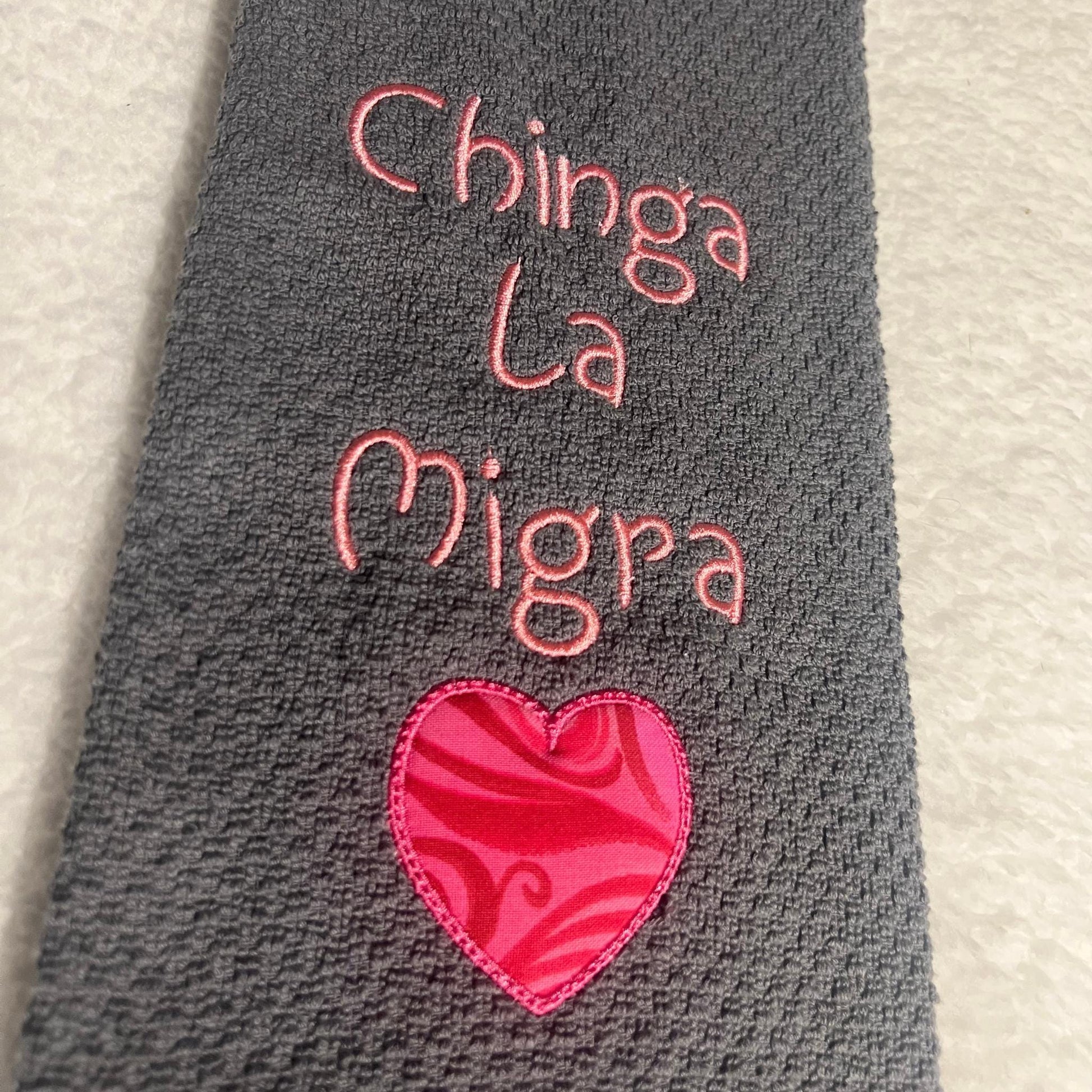 Chinga La Migra Hand Towel For Kitchen, Pink Heart Liberal Activist Fascism, Fuck Border Patrol, 100% Cotton Bathroom Decor Gift Idea Cute