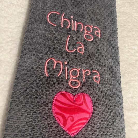 Chinga La Migra Hand Towel For Kitchen, Pink Heart Liberal Activist Fascism, Fuck Border Patrol, 100% Cotton Bathroom Decor Gift Idea Cute