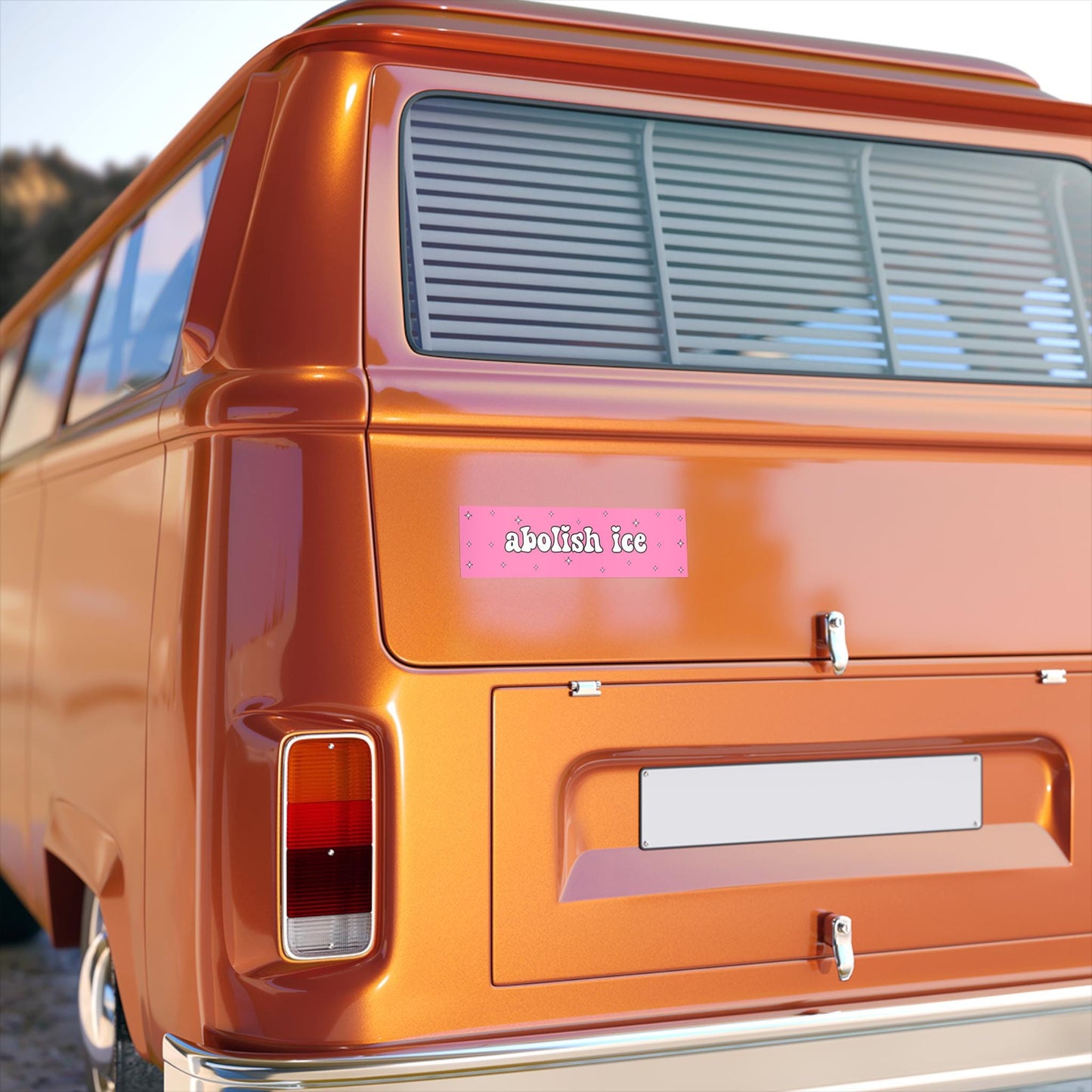 Abolish Ice Pink Sparkle Car Magnet or Bumper Sticker, End Deportations Decal, No Border Stop Raids, Immigration Justice, Defund Close Camps