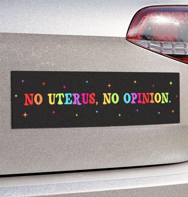No Uterus No Opinion Car Magnet or Bumper Sticker Womens Rights Pro Choice F The Patriarchy My Body My Choice My Body Your Funeral Decal