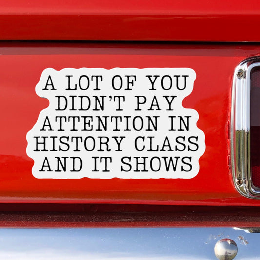 Didn't Pay Attention In History Class Car Magnet, Anti MAGA Trump, Progressive Liberal Feminist, Political Leftist Decal, Pro-Democracy