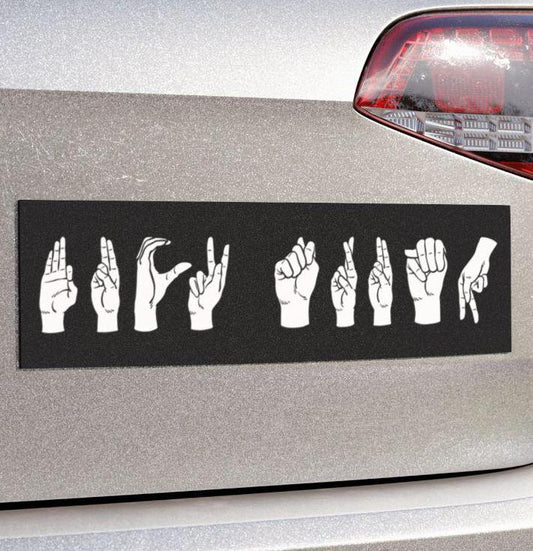 Fuck Trump ASL Car Magnet or Bumper Sticker, Subtle Anti-Trump Sign Language, Subtle FDT Activist, MAGA Political Liberal, Black and White