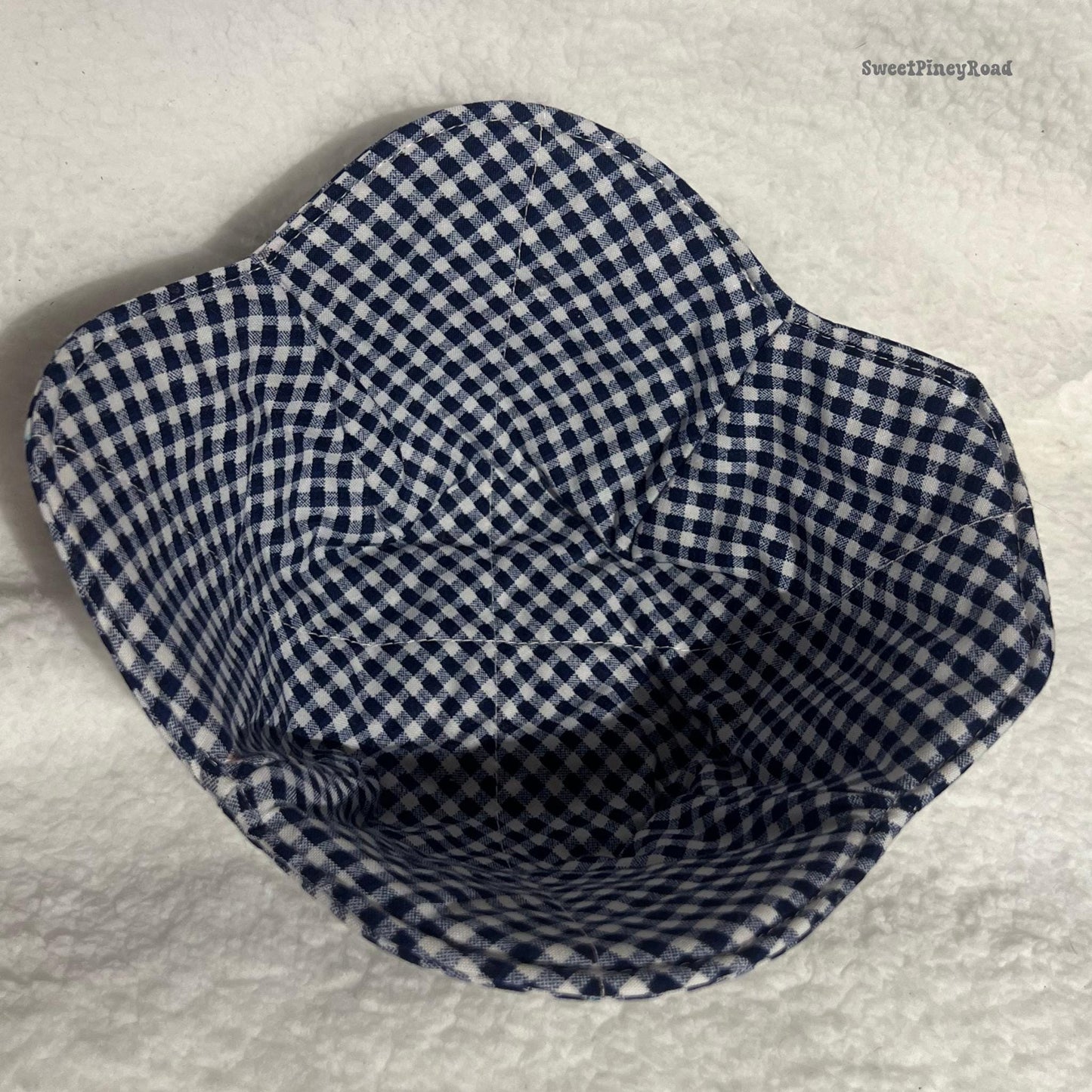 Navy Plaid Cotton Bowl Cozy - Classic Picnic Checker, Microwave Safe, Rustic Farmhouse Kitchen Decor, Cute Soup Bowl Holder, Gift Idea