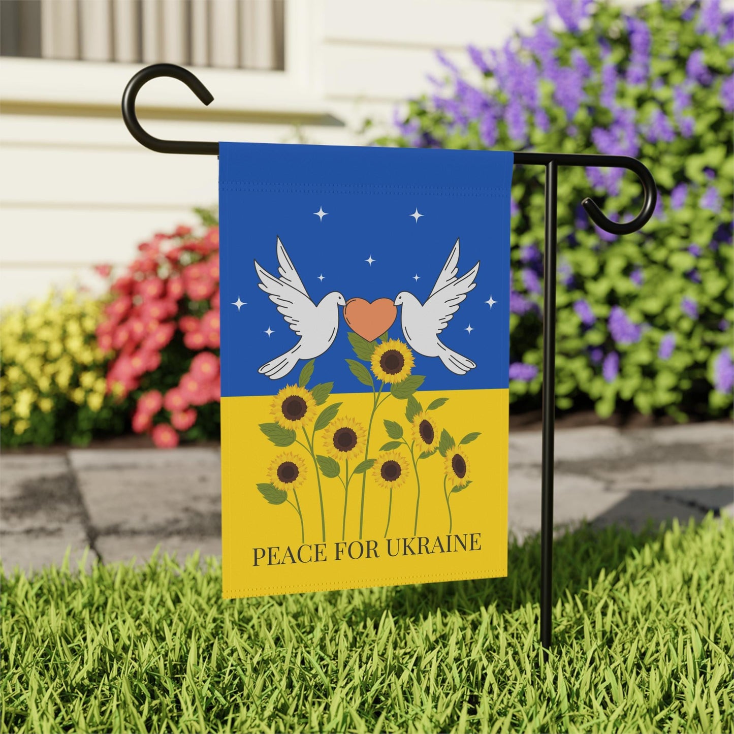 Peace For Ukraine Garden Flag, Flag and Yard Sign for Outdoor, I Stand With Ukraine, Pro-Zelensky, Pro-Democracy, Anti-Trump Decor Gift