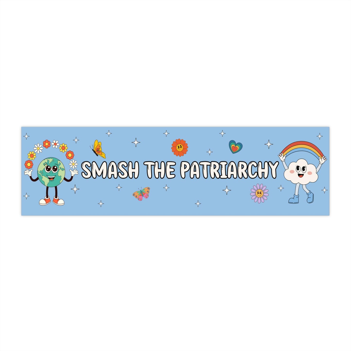 Smash the Patriarchy Car Magnet or Bumper Sticker, Cute Retro Feminist Decal, Groovy Aesthetic Girl Power Political Feminism Womens Equality