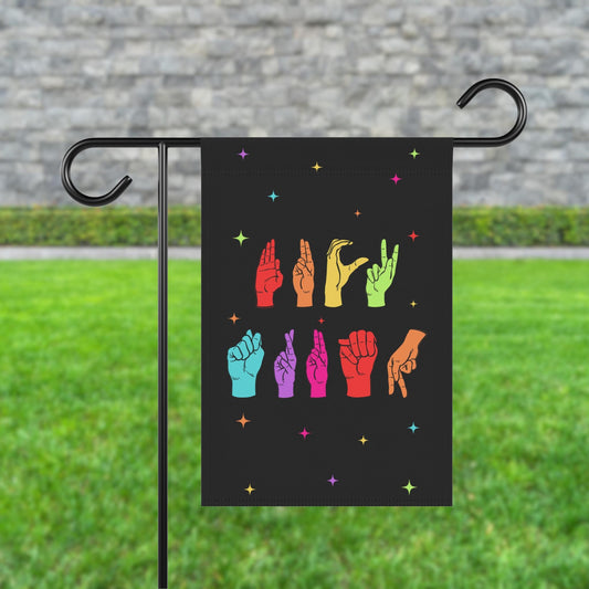 Subtle Sign Language Fuck Trump Garden Flag - Colorful Rainbow Political Banner for Yard Decor, Outdoor Sign, Spring, FDT ASL Liberal Decor