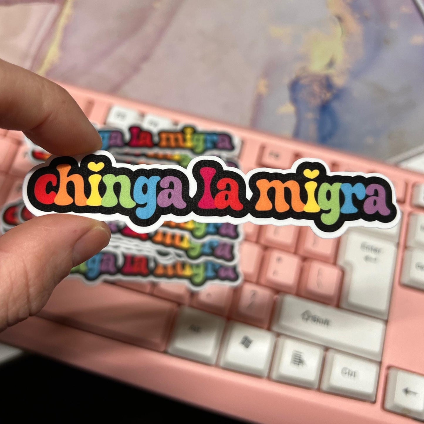 Chinga La Migra 10/20 pc 4"x.8"in. Glossy Sticker Pack | Rainbow Immigration Rights - Political Satire Decal for Protest & Activism Fuck Ice