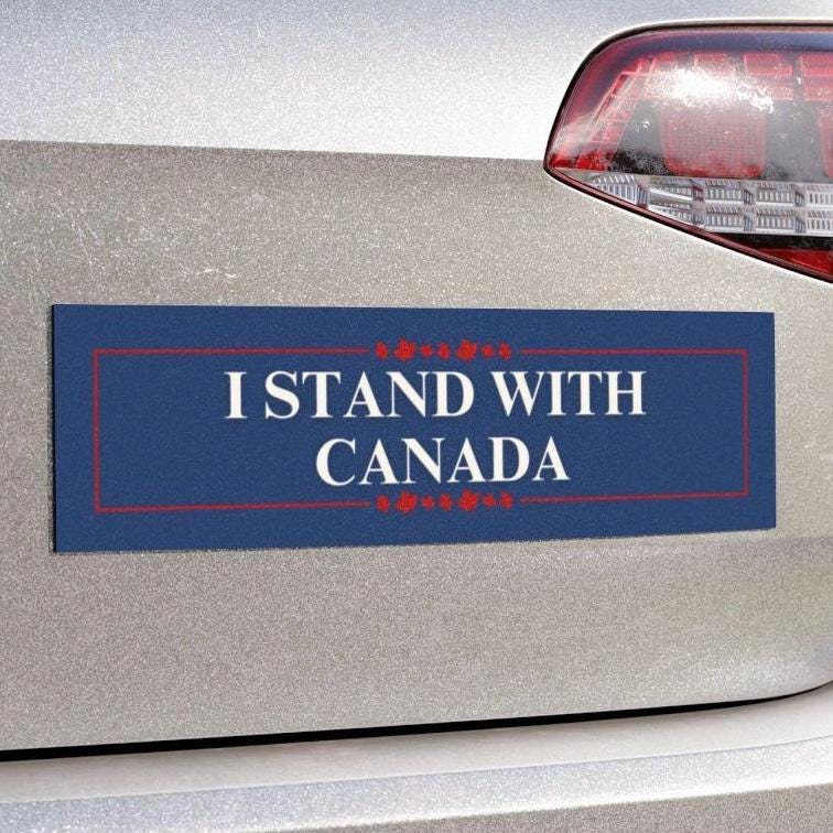 I Stand With Canada Car Magnet or Bumper Sticker, Canadian Flag Protest Decal, Canada Trade War, Gift for Canadians, Elbows Up Human Rights