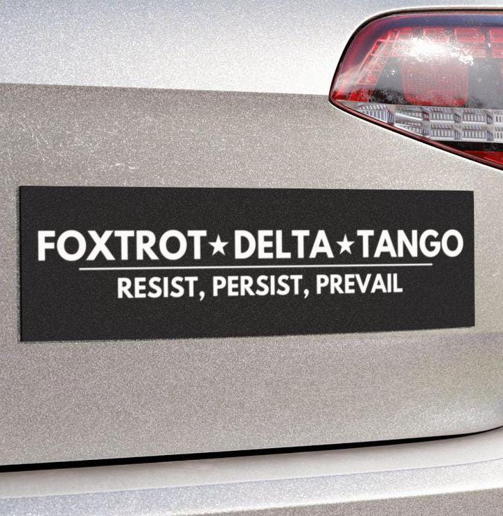 Foxtrot Delta Tango Car Magnet or Bumper Sticker, Subtle FDT Fuck Trump, Feminist Anti MAGA Activist Decal, Anti Republican Gift, Political