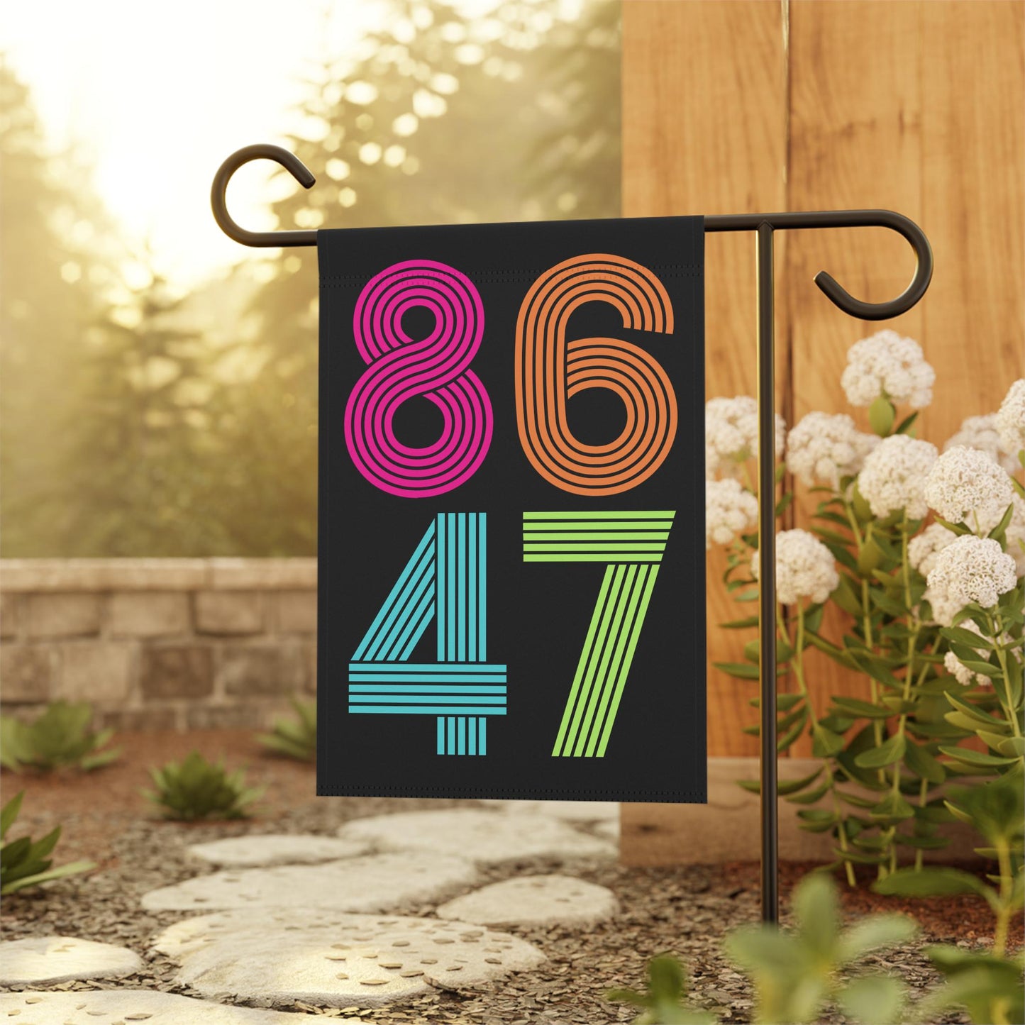 Retro 8647 Subtle Anti Trump House Garden Flag, Anti MAGA Fascism, Liberal Leftist Activist Social Justice Human Rights Feminist Yard Decor