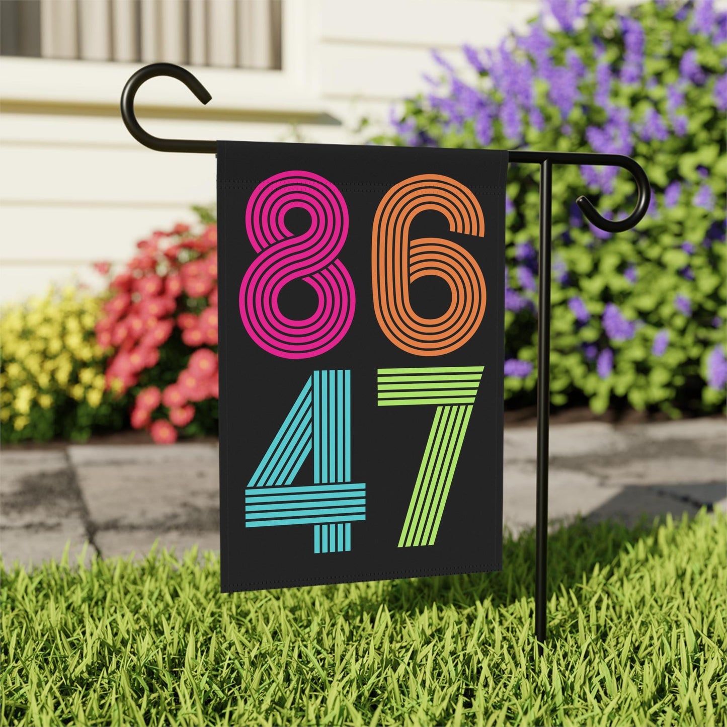 Retro 8647 Subtle Anti Trump House Garden Flag, Anti MAGA Fascism, Liberal Leftist Activist Social Justice Human Rights Feminist Yard Decor