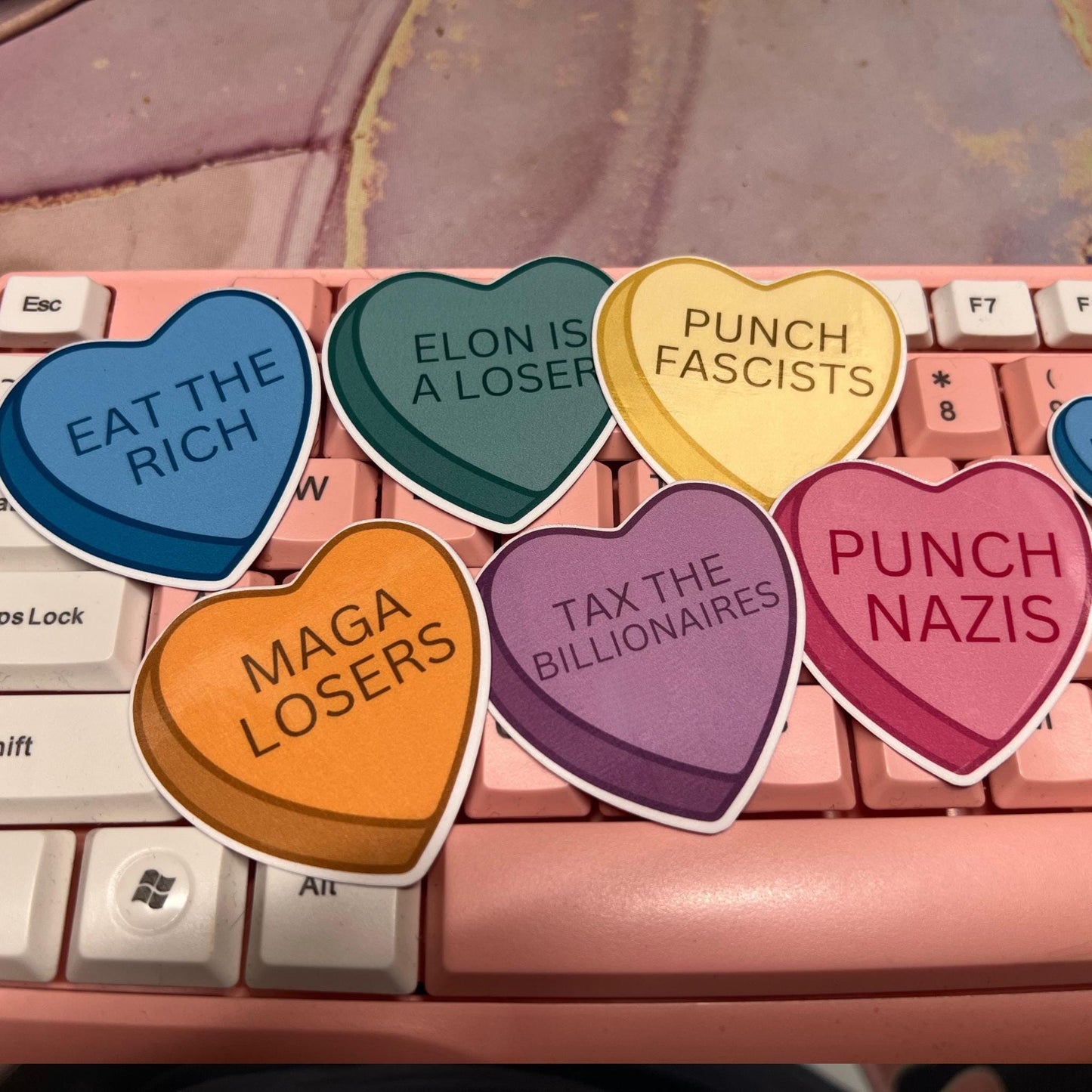 Anti Trump Stickers 2" (6 piece) or 1" (50/100 Sticker Pack) Glossy Hearts, Hilarious Anti Maga, Punch Nazis, Anti-Fascist Trump I Did That