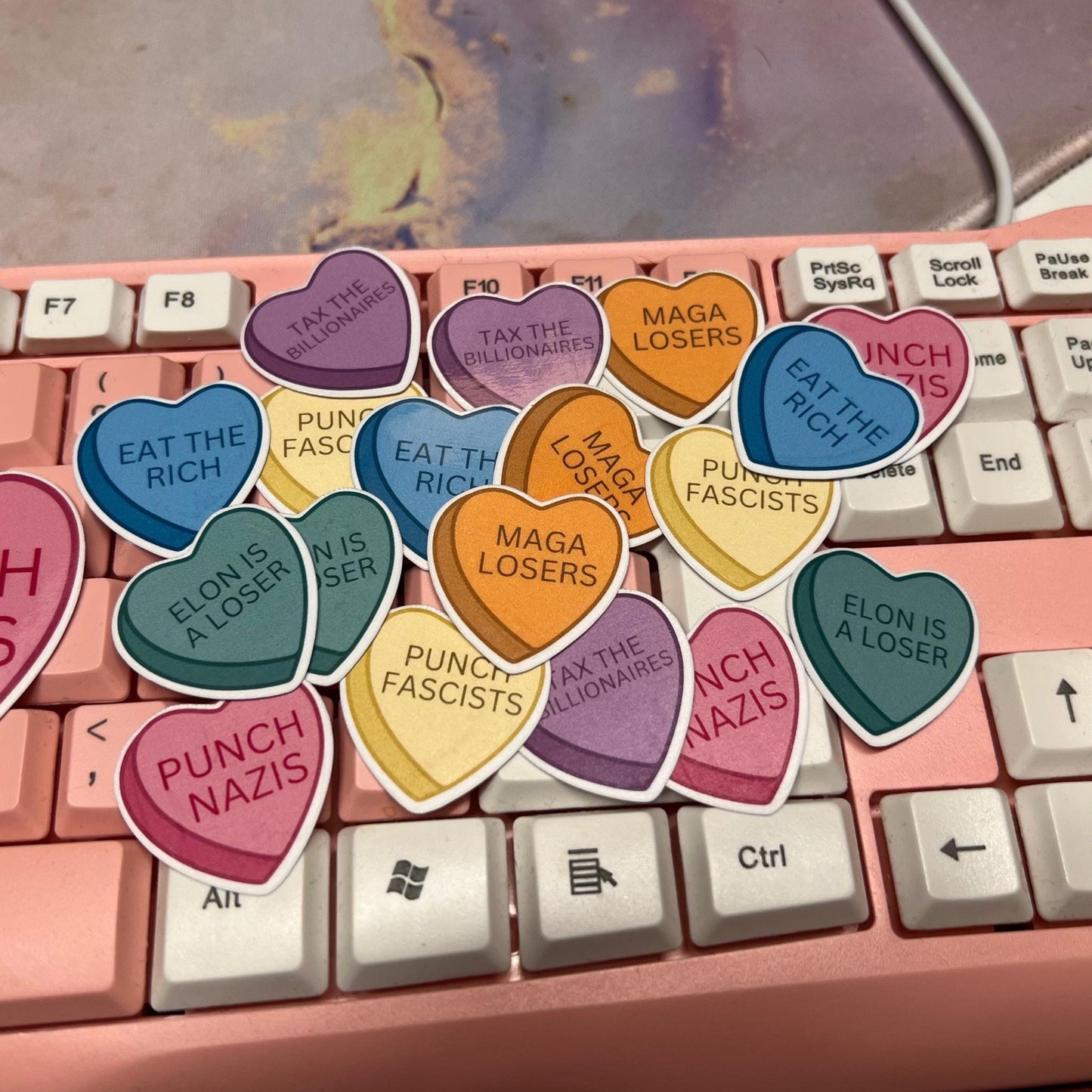 Anti Trump Stickers 2" (6 piece) or 1" (50/100 Sticker Pack) Glossy Hearts, Hilarious Anti Maga, Punch Nazis, Anti-Fascist Trump I Did That
