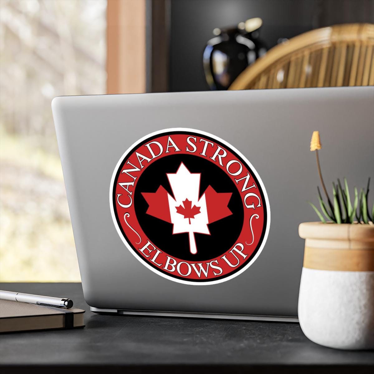 Canada Strong Elbows Up Anti Trump Car Decal, Fuck MAGA Fascism, Liberal Leftist Window Sticker Canadian Pride Canada Day Gift for Canadians