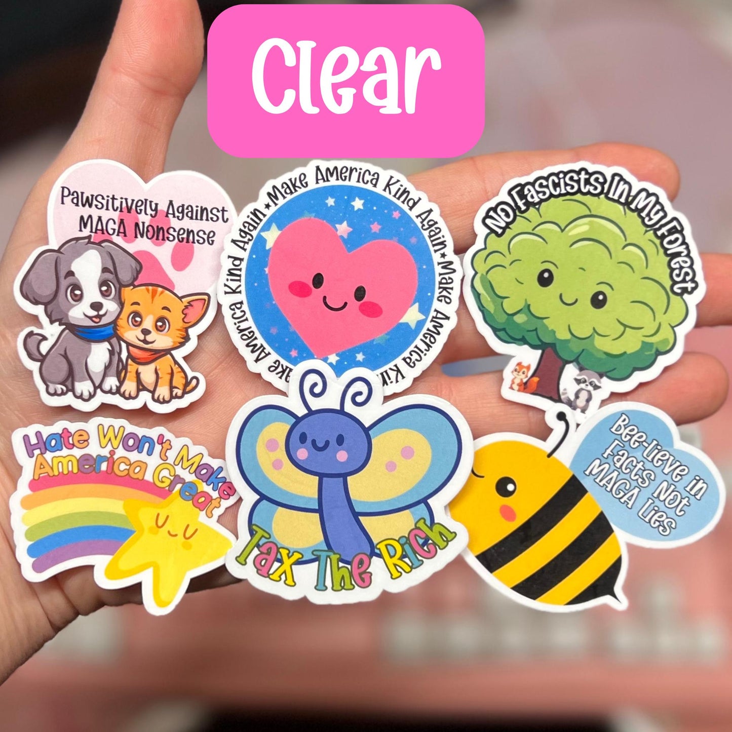 Adorable Snarky Political Sticker Pack | 6pc, 25pc, 50pc | Feminist, Anti-Trump MAGA, Funny Protest Stickers, Leftist Resist, Cute Animals