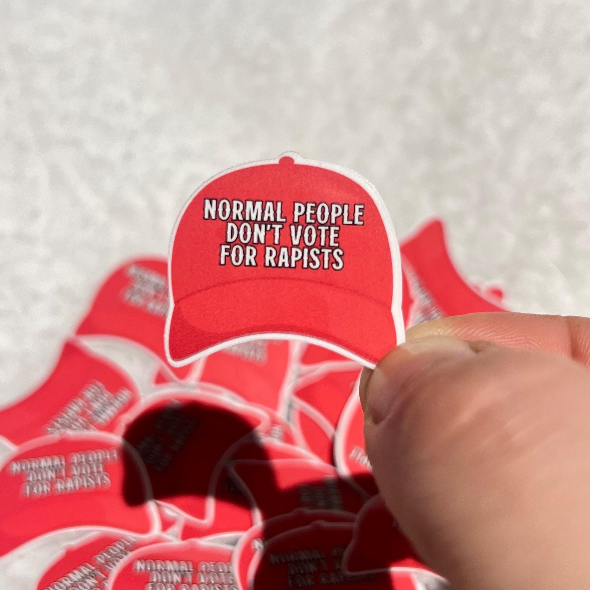 Normal People Don't Vote For Rapists - 25/50/100 pc Mini STICKERS (1 in.") Glossy! Hilarious Anti Trump/Maga Hat Sticker Pack, Fascist Nazi