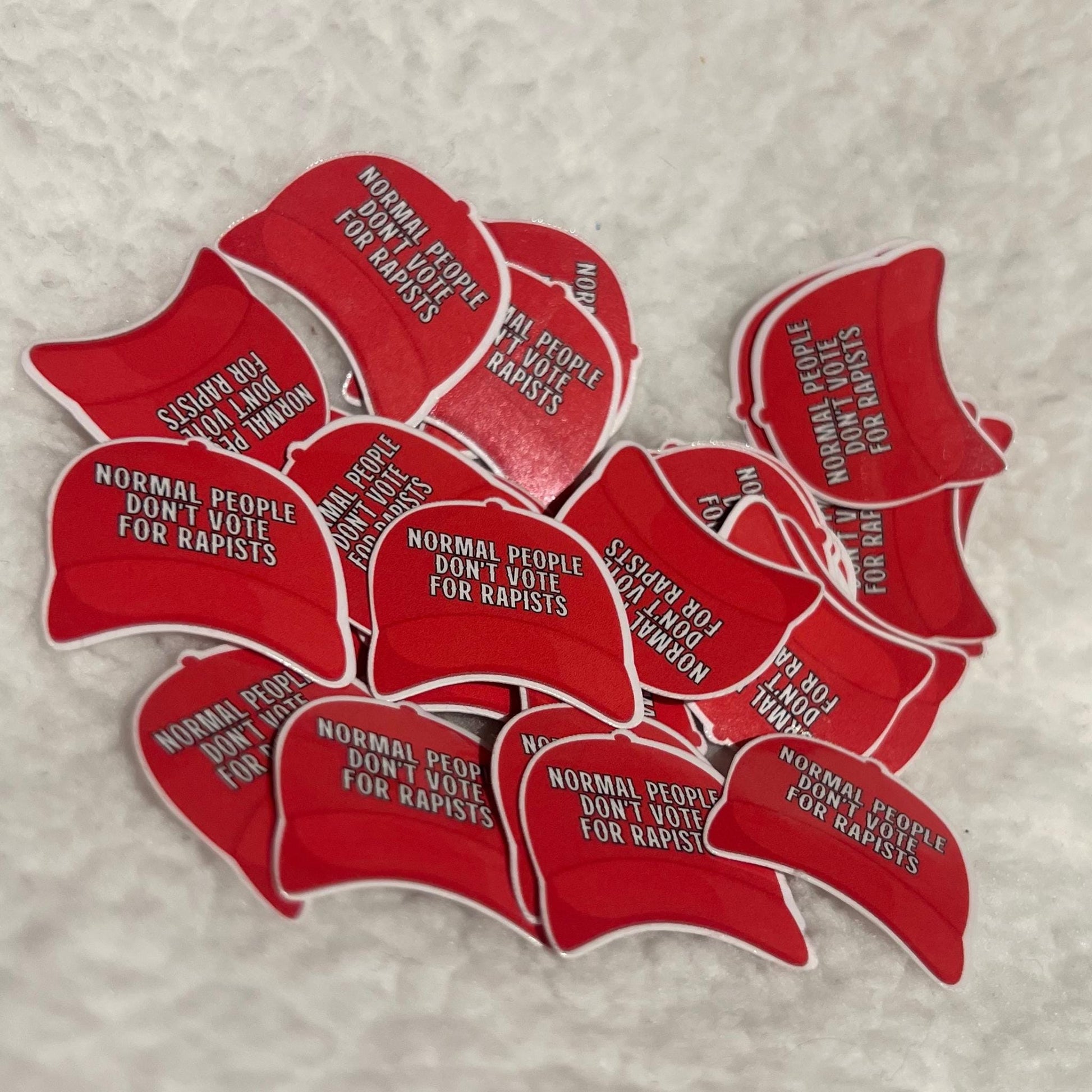 Normal People Don't Vote For Rapists - 25/50/100 pc Mini STICKERS (1 in.") Glossy! Hilarious Anti Trump/Maga Hat Sticker Pack, Fascist Nazi
