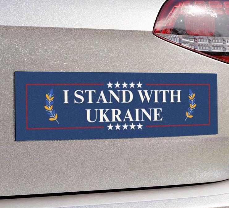 Stand with Ukraine Car Magnet or Bumper Sticker Pro-Zelensky, Pro-Democracy Decal, Anti-Trump FDT Accessory, Anti-Putin Gift, Anti-Dictator