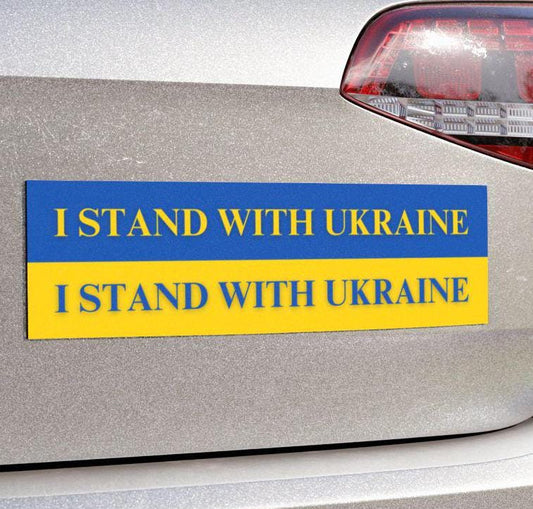 I Stand with Ukraine Car Magnet or Bumper Sticker Pro-Zelensky, Pro-Democracy Decal, Anti-Trump FDT Accessory, Anti-Putin Gift Anti-Dictator