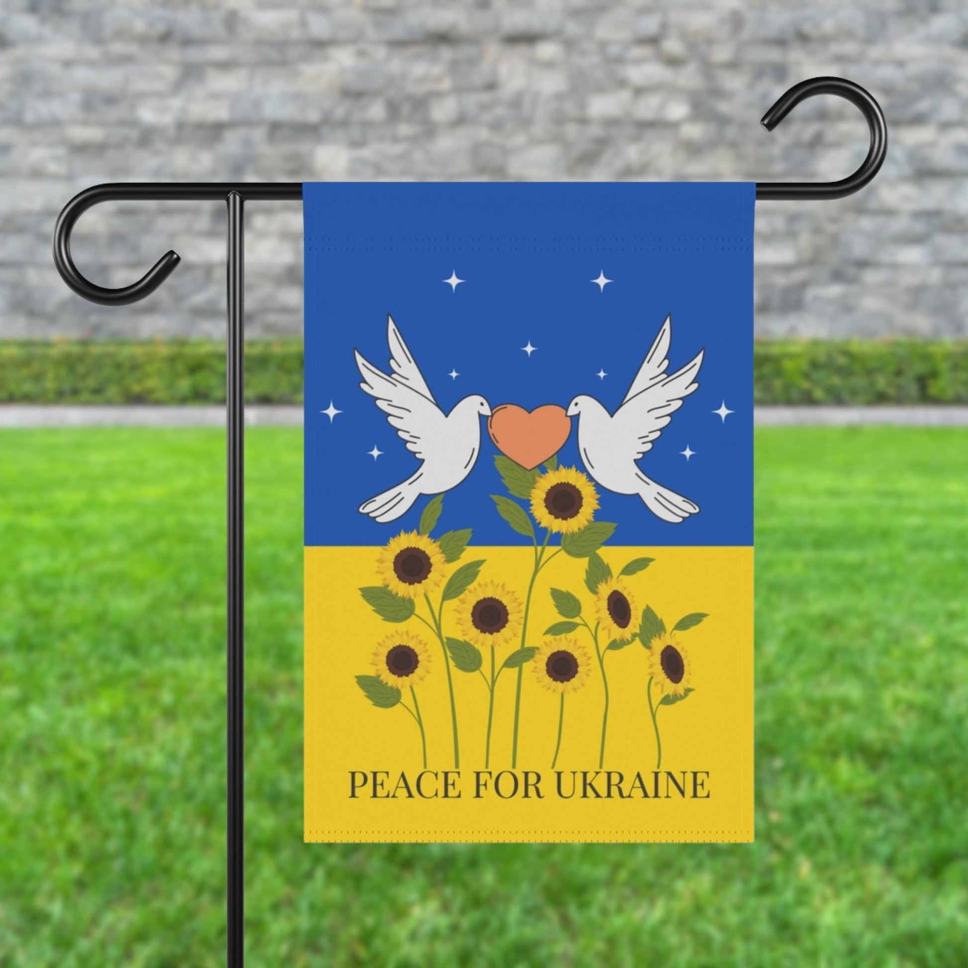 Peace For Ukraine Garden Flag, Flag and Yard Sign for Outdoor, I Stand With Ukraine, Pro-Zelensky, Pro-Democracy, Anti-Trump Decor Gift