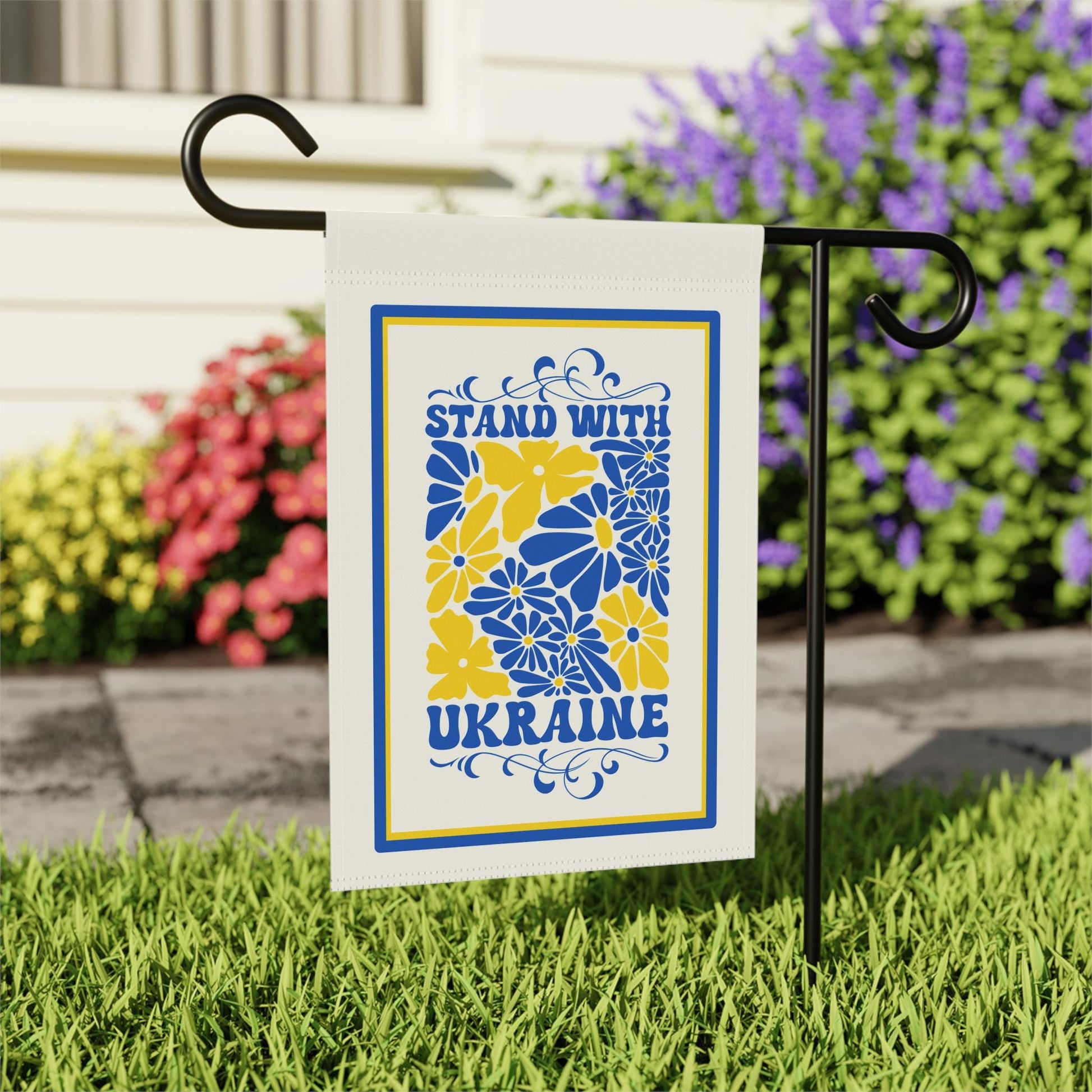 Stand With Ukraine Garden Flag, Flag and Yard Sign for Outdoor, I Stand With Ukraine, Pro-Zelensky, Pro-Democracy, Anti-Trump Decor Gift