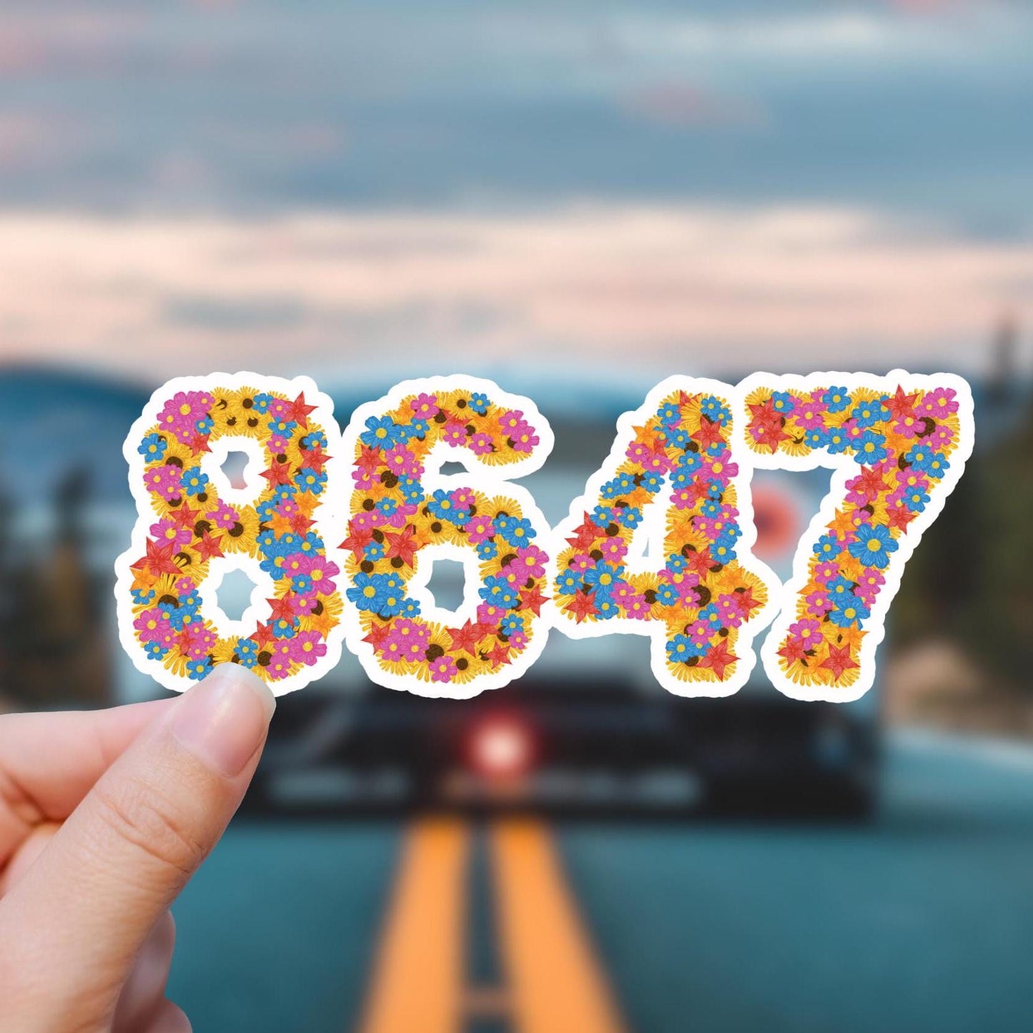 8647 Subtle Anti Trump Car Decal, Floral Fuck MAGA Fascism, Liberal Leftist Flower Window Feminist Social Justice Human Rights Democrat