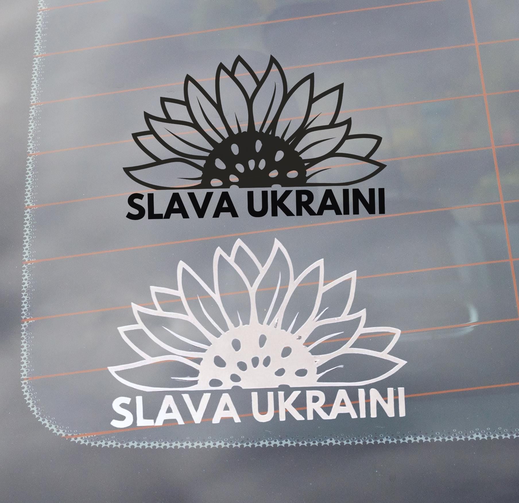 Slava Ukraini Vinyl Window Decal, I Support Ukraine, Glory to Ukraine, Resist Fascism, Anti Trump Anti-Maga Cling, Flower Vehicle Sticker