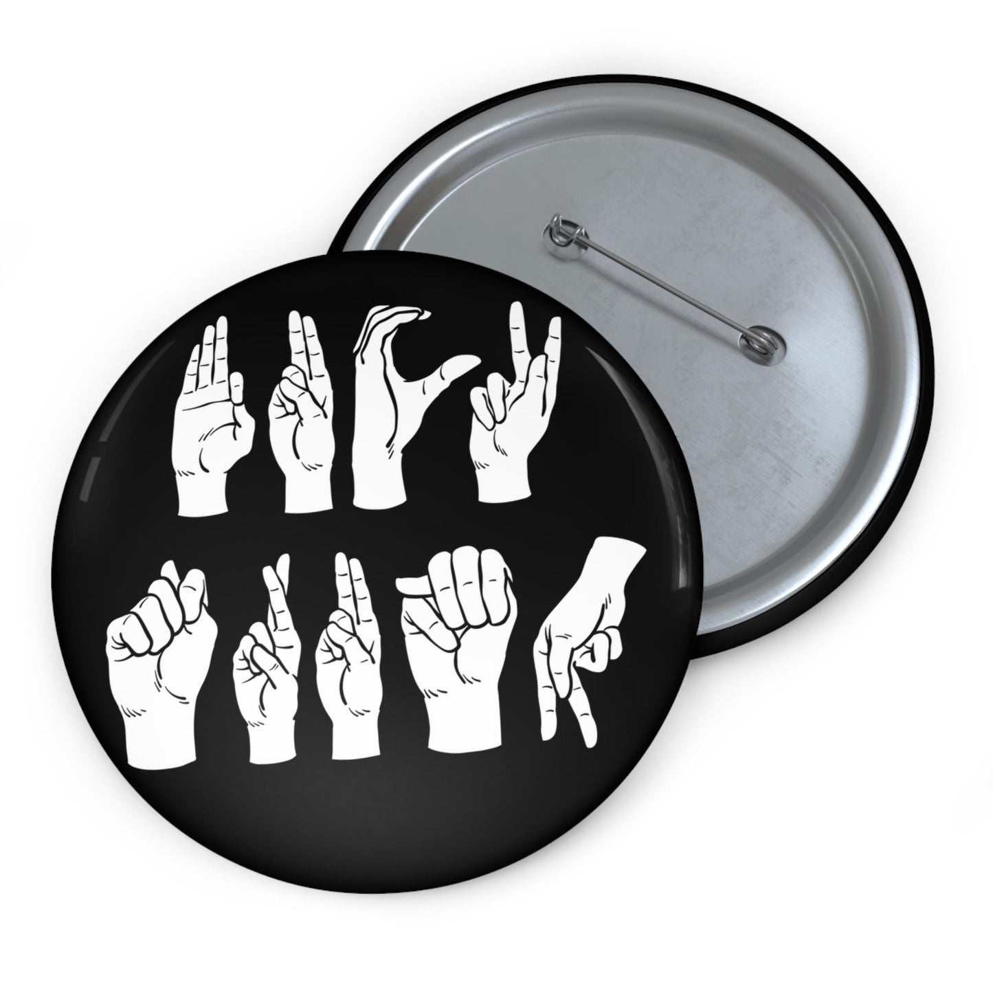 Fuck Trump ASL Button Pin, Subtle Anti-Trump Sign Language, Subtle FDT Activist, Anti MAGA Political Liberal, Black and White, Fight Fascism