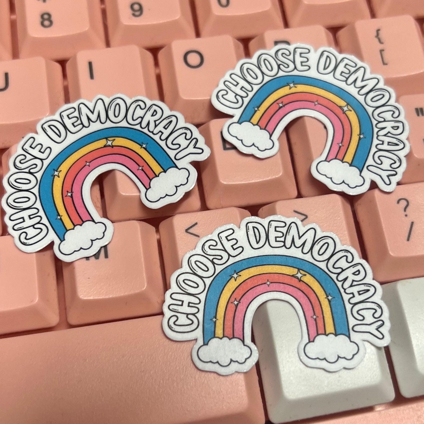 Choose Democracy 25/50pc Sticker Pack, 1.6 Inch Glossy Decal, We Did That, Anti Trump Stickers, Anti Fascist, Cute Anti Racist LGBTQ+ Gift