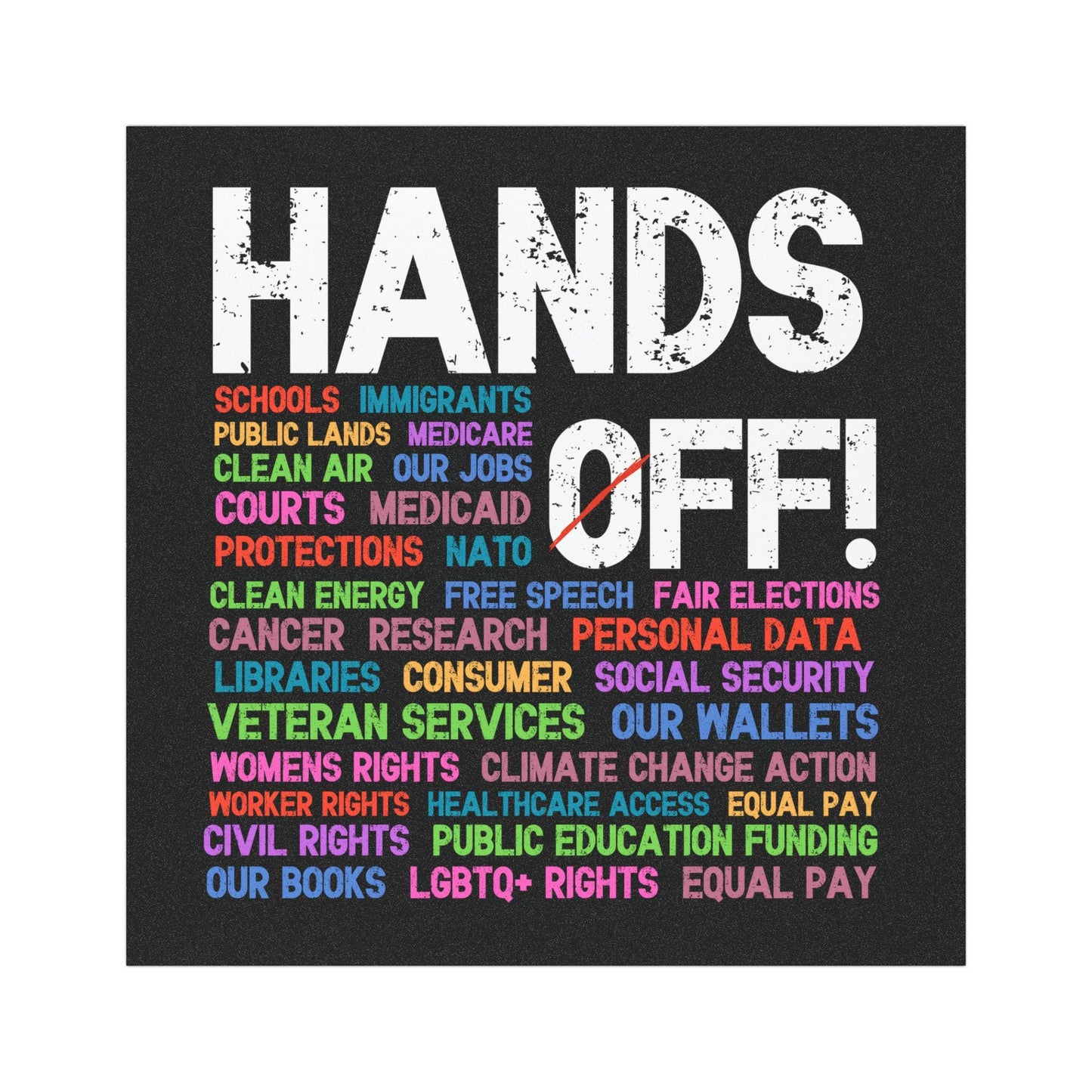 Hands Off Protest Car Magnet 5x5 in, Political Activism Decal, Save Public Lands, Medicare Social Security, Free Speech Environmental Rights