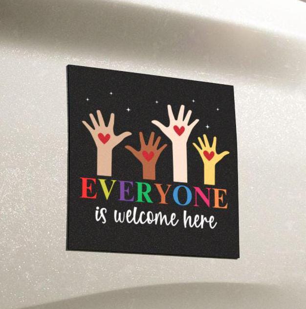 Idaho Teacher Everyone Is Welcome Here Car Magnet, Inclusion And Equality Decal, Protest And Resist All-Inclusion Human Rights Activist Gift